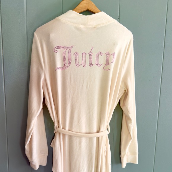 Juicy Couture pink robe‎ S/M vintage rhinestone Juicy logo glamcore Y2K coquette - Picture 1 of 9
